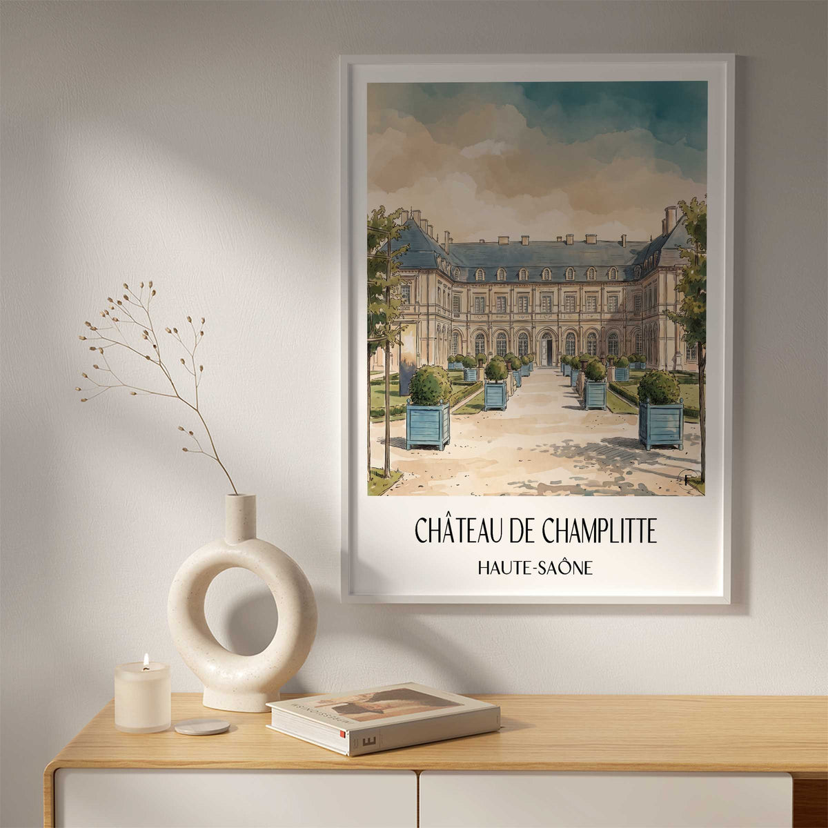 château-de-champlitte-haute-saône-frankreich-poster-aquarell