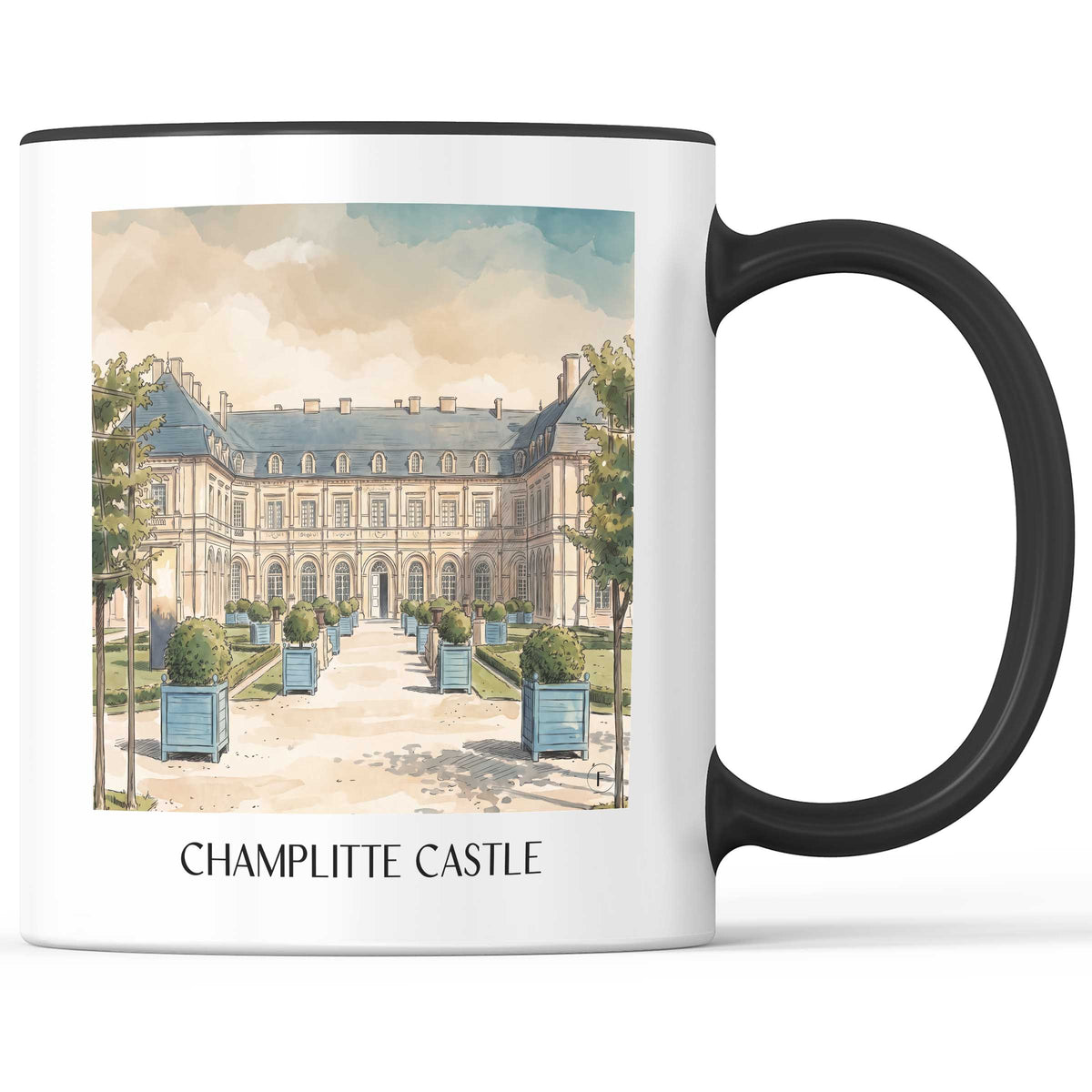 Château de Champlitte Kaffeebecher - Haute-Saône - Frankreich Becher - Kaffeetasse im Aquarell Stil