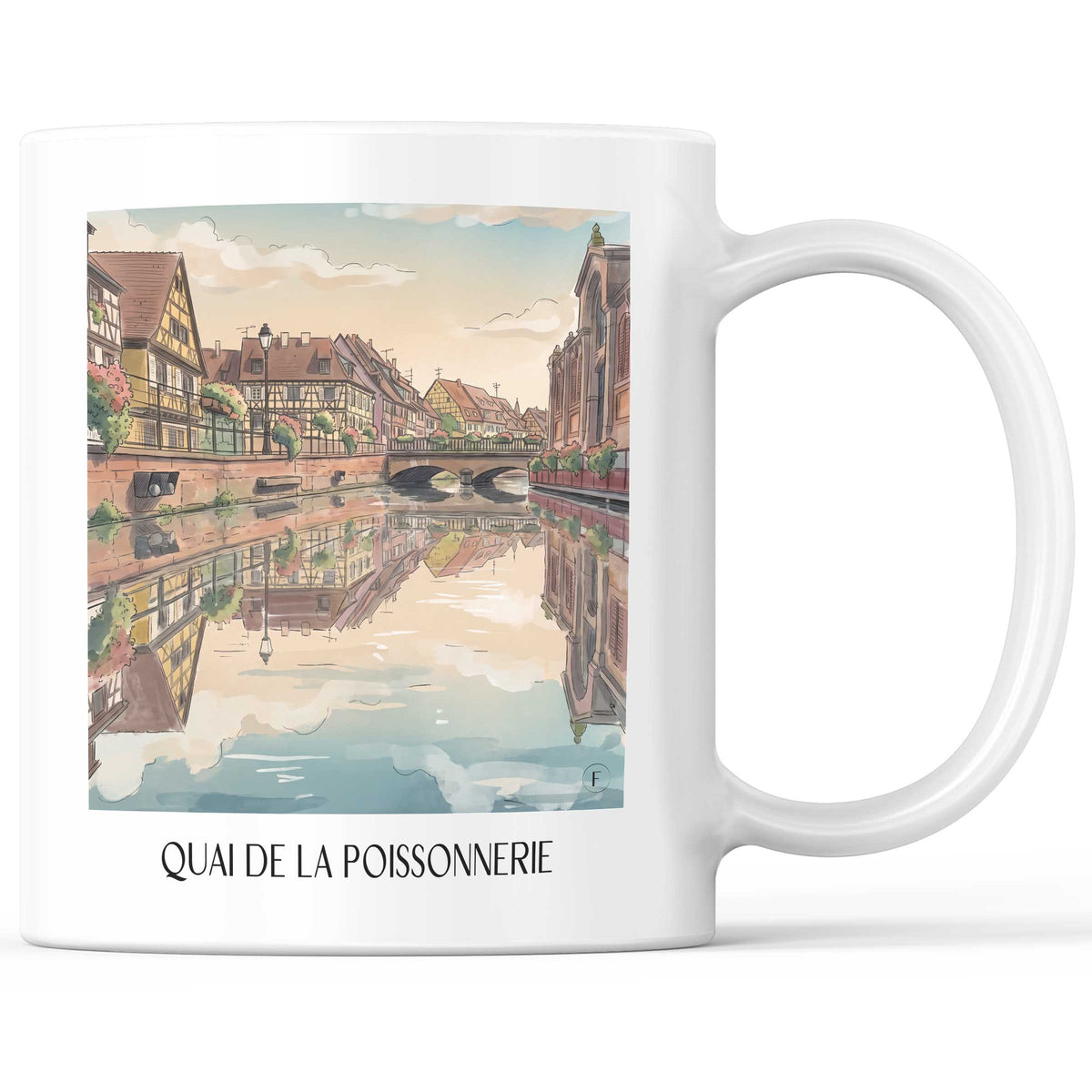 Quai de la Poissonnerie Kaffeebecher - Colmar - Frankreich Becher - Kaffeetasse im Aquarell Stil