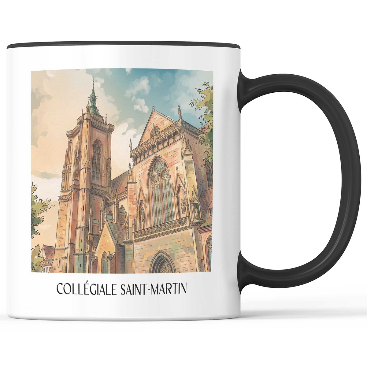 collégiale-saint-martin-colmar-frankreich-kaffeebecher-aquarell