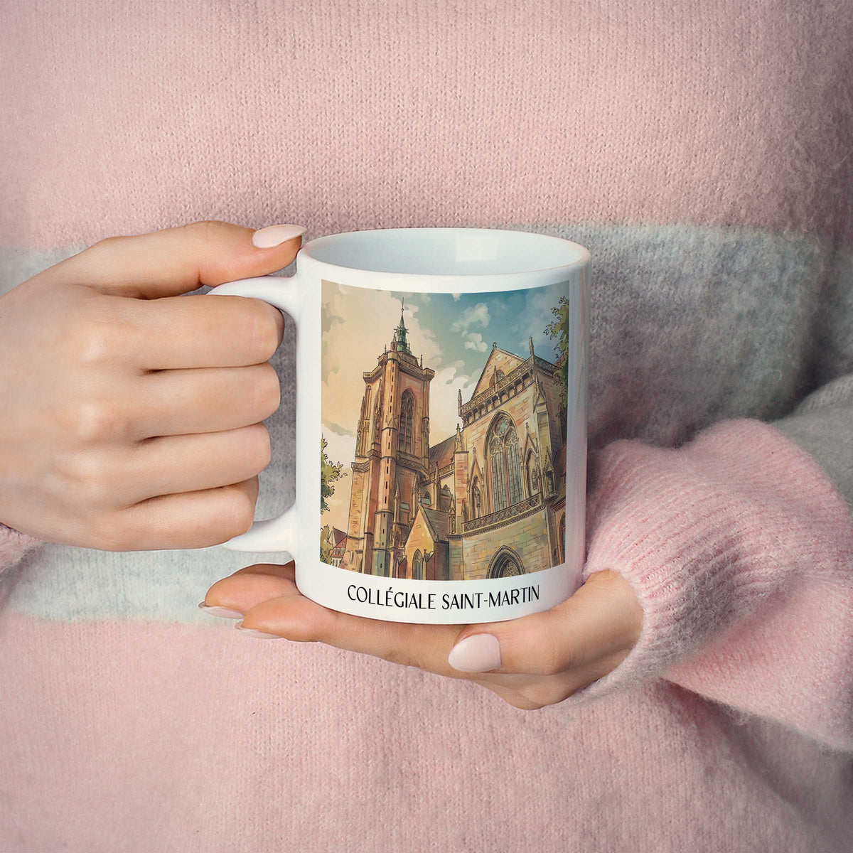 collégiale-saint-martin-colmar-frankreich-kaffeebecher-aquarell