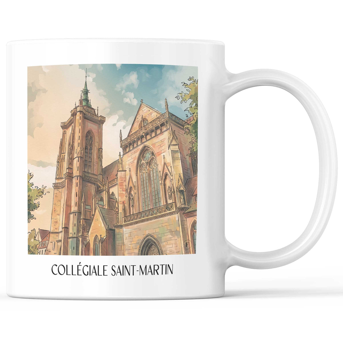 Collégiale Saint-Martin Kaffeebecher - Colmar - Frankreich Becher - Kaffeetasse im Aquarell Stil