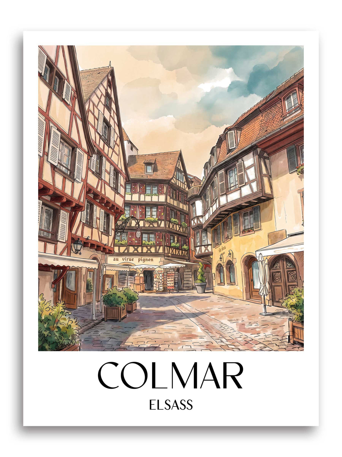 colmar-elsass-frankreich-poster-aquarell