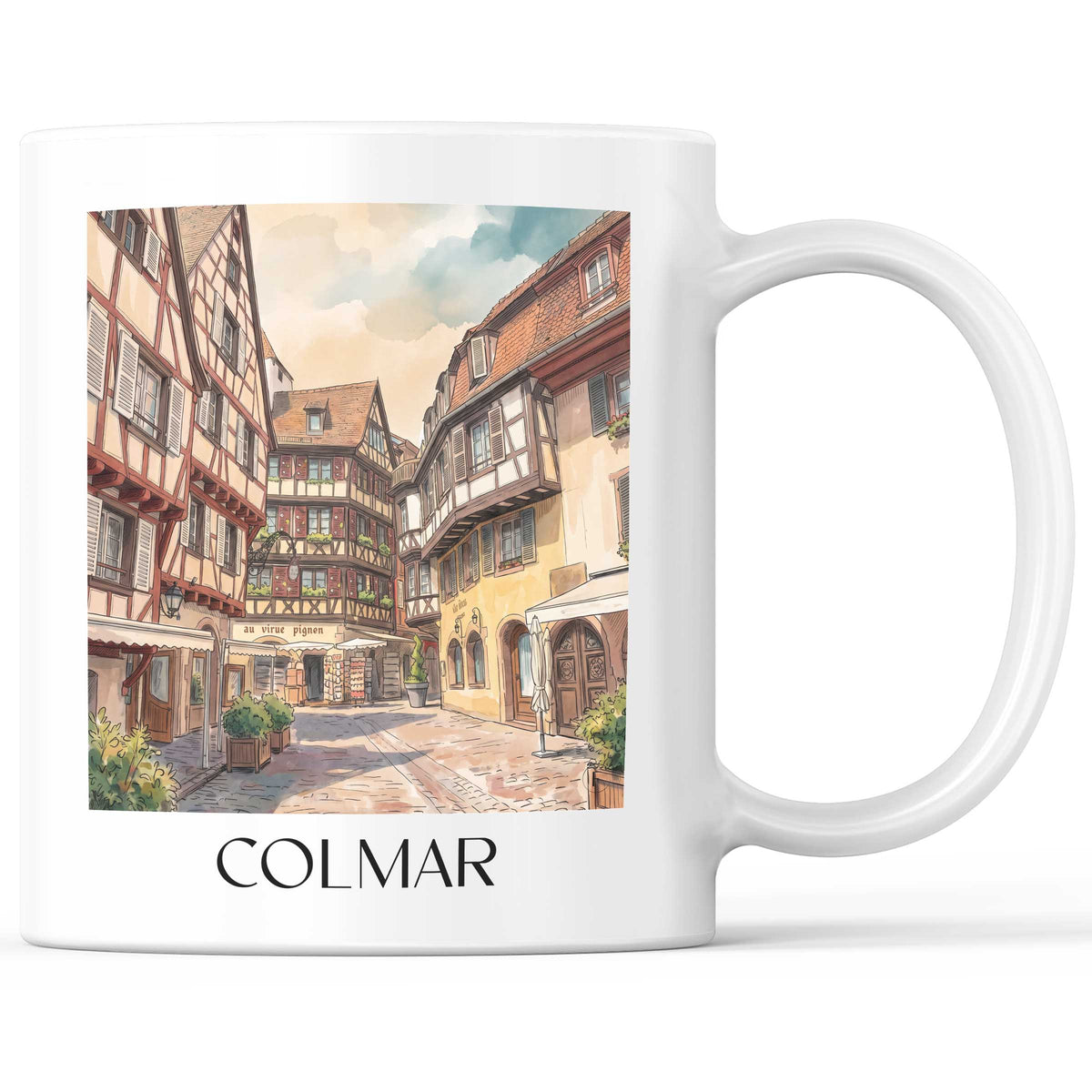 Colmar Kaffeebecher - Elsass - Frankreich Becher - Kaffeetasse im Aquarell Stil