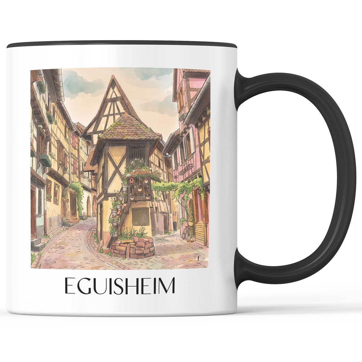 eguisheim-elsass-frankreich-kaffeebecher-aquarell