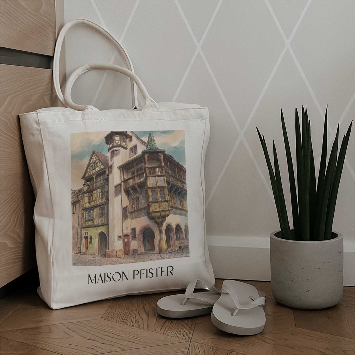 maison-pfister-colmar-frankreich-einkaufstasche-aquarell