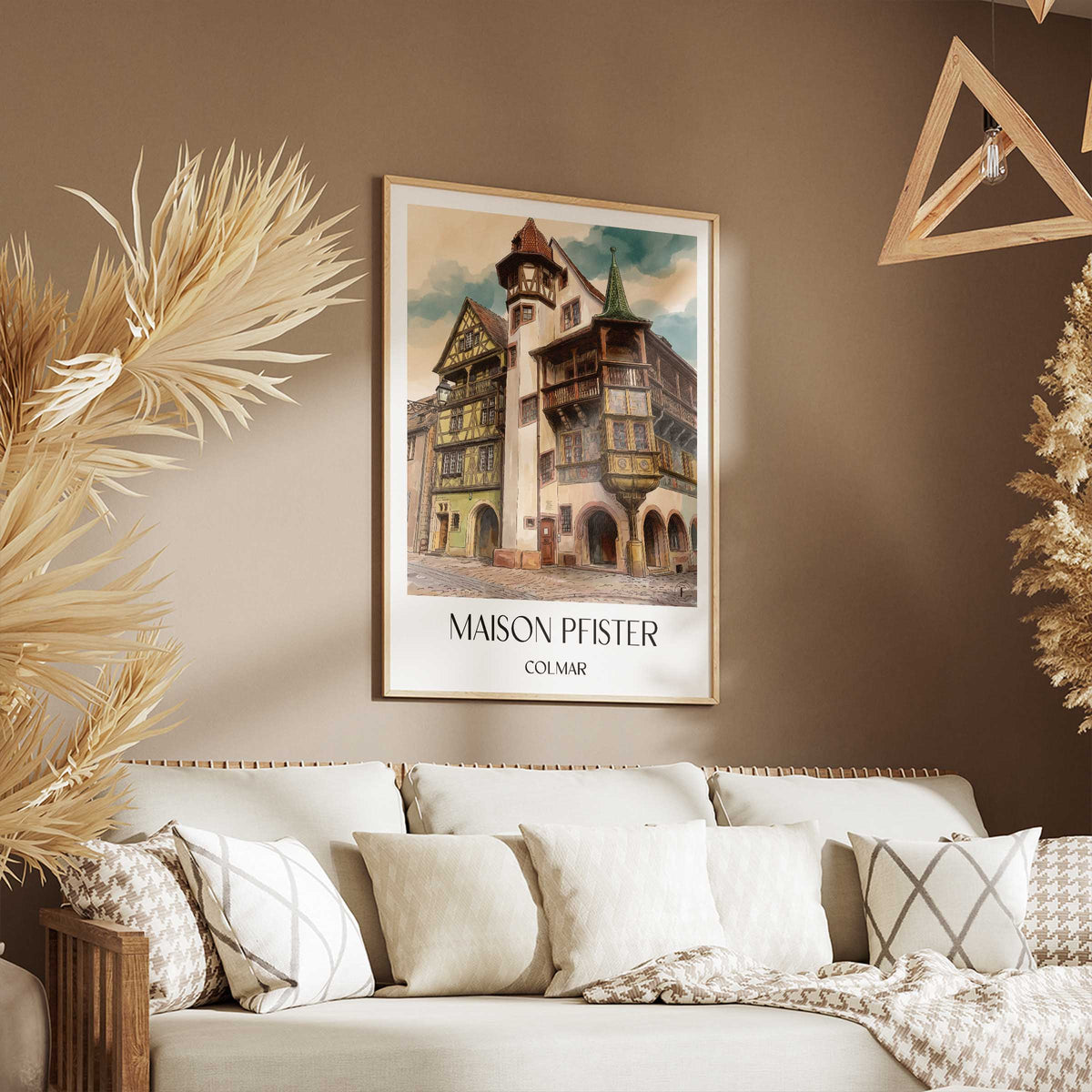 maison-pfister-colmar-frankreich-poster-aquarell