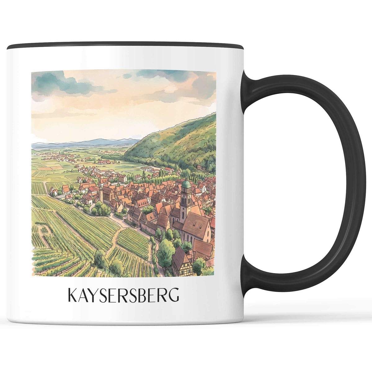 kaysersberg-route-des-vins-d'alsace-frankreich-kaffeebecher-aquarell