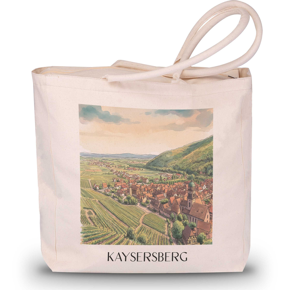 Kaysersberg Shopping Tasche - Route des Vins d'Alsace - Frankreich Tote Bag - Einkaufstasche im Aquarell Stil