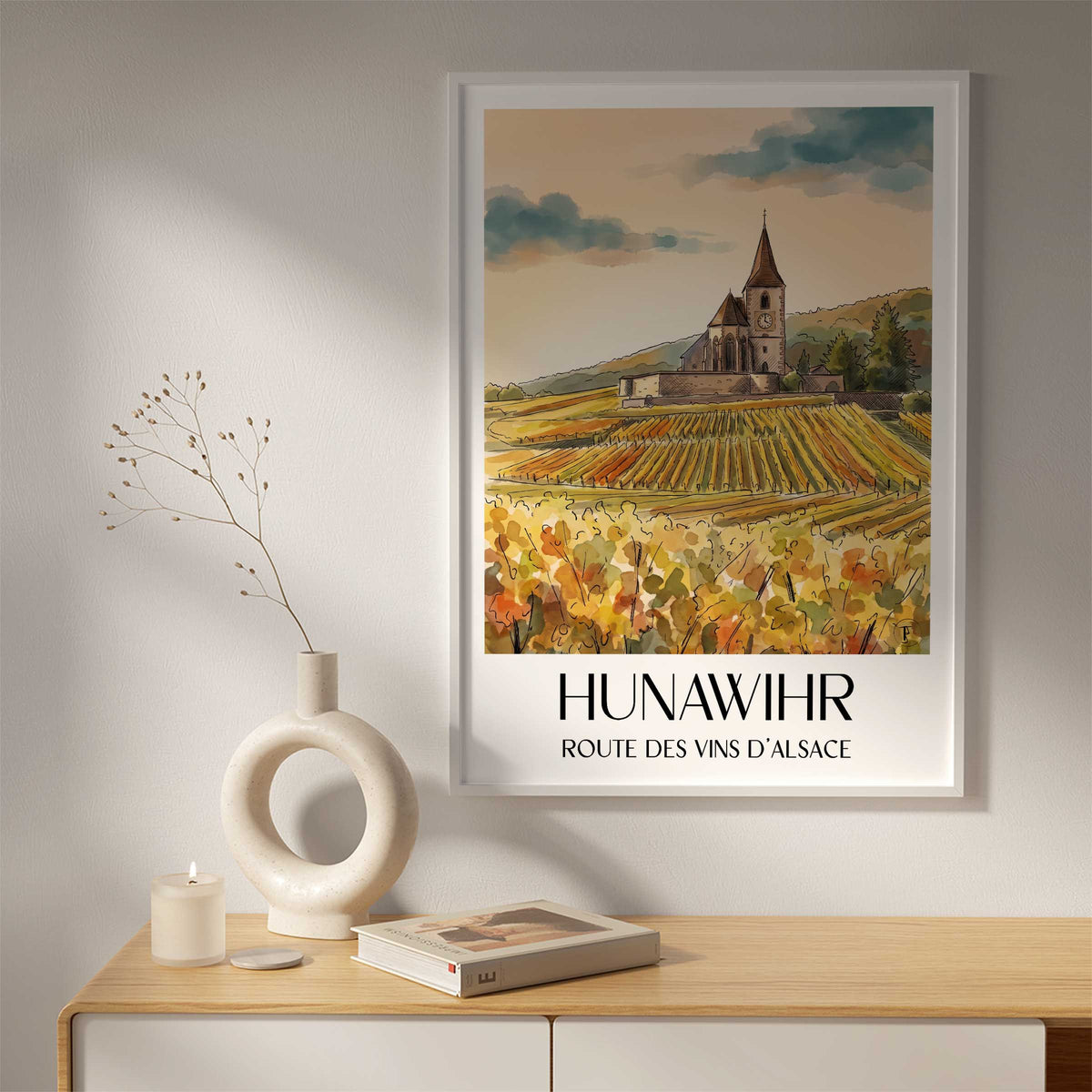 hunawihr-route-des-vins-d'alsace-frankreich-poster-aquarell