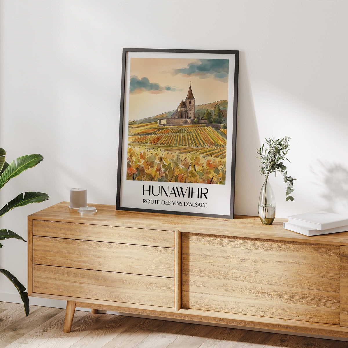 hunawihr-route-des-vins-d'alsace-frankreich-poster-aquarell