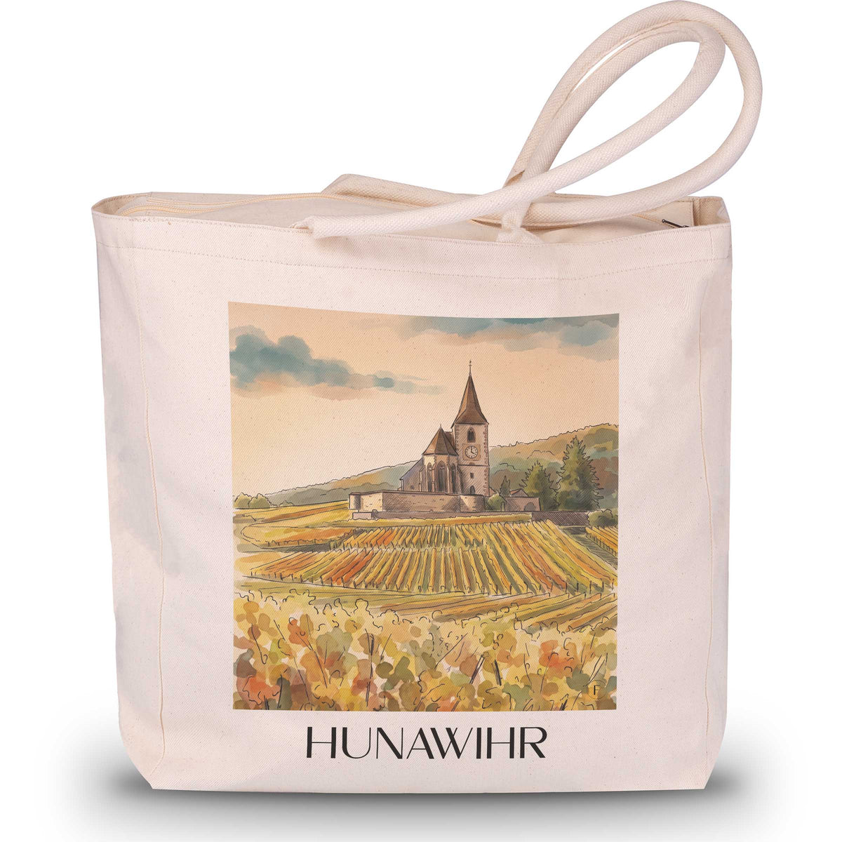 Hunawihr Shopping Tasche - Route des Vins d'Alsace - Frankreich Tote Bag - Einkaufstasche im Aquarell Stil