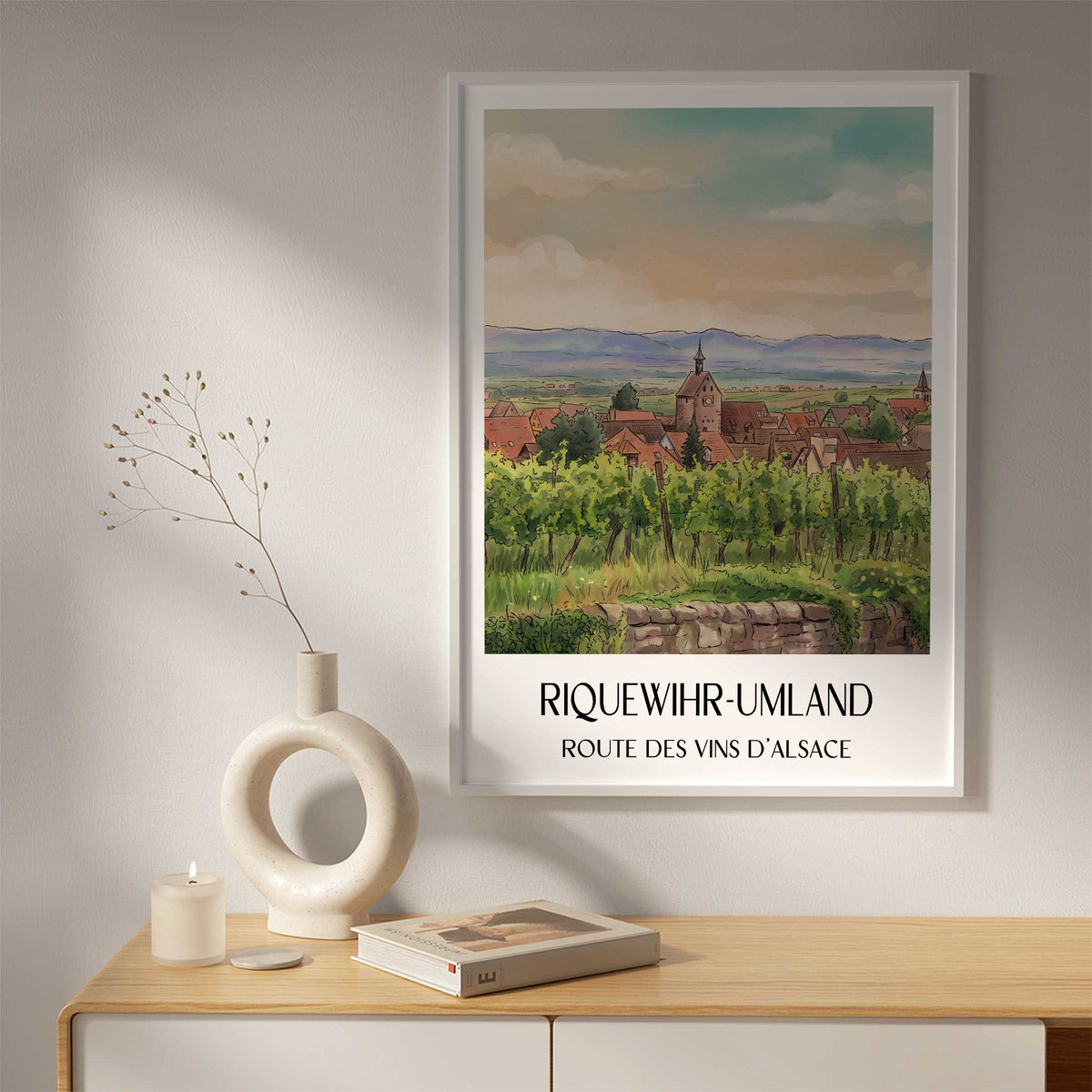 riquewihr-umland-route-des-vins-d'alsace-frankreich-poster-aquarell