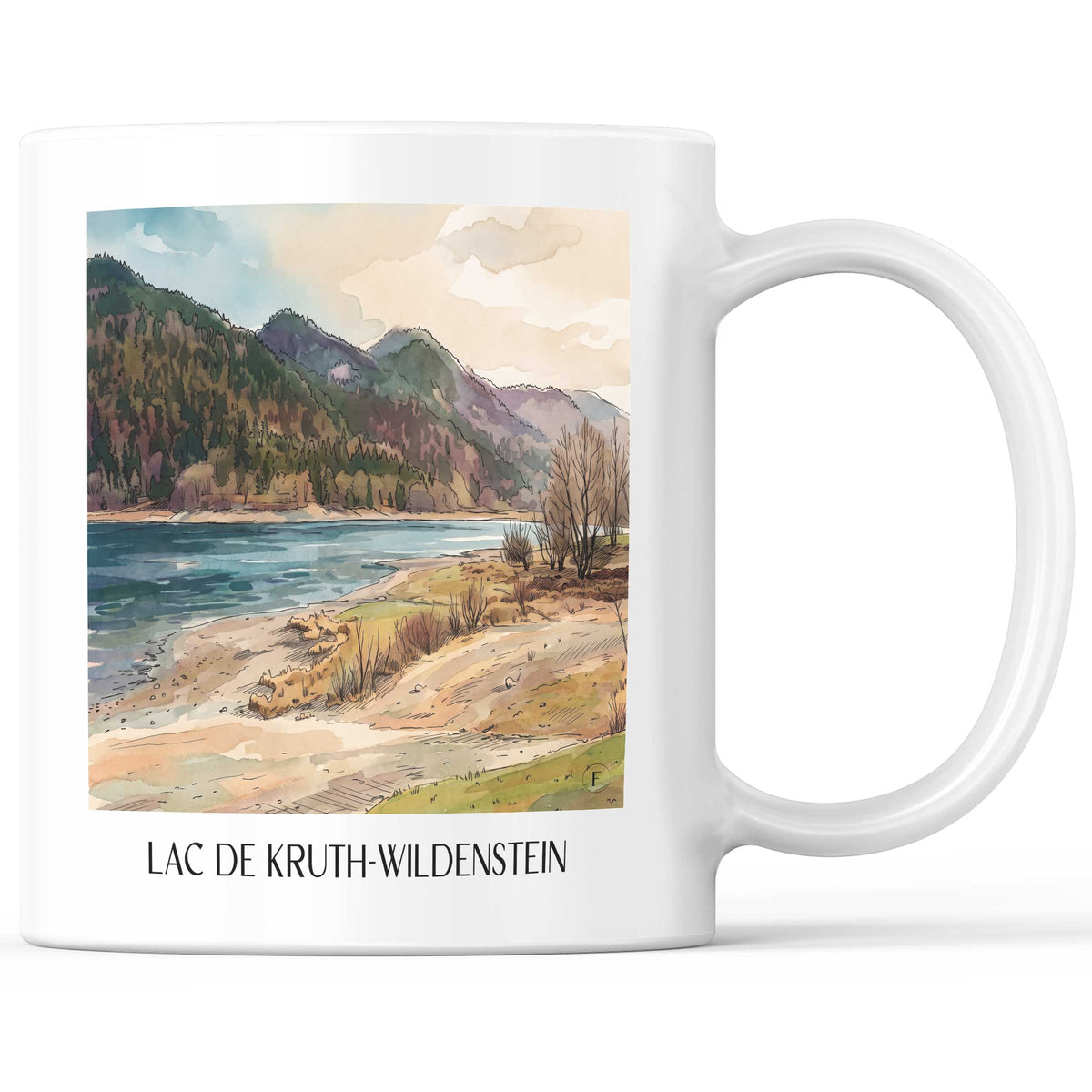 Lac de Kruth-Wildenstein Kaffeebecher - Vallée de la Thur - Frankreich Becher - Kaffeetasse im Aquarell Stil