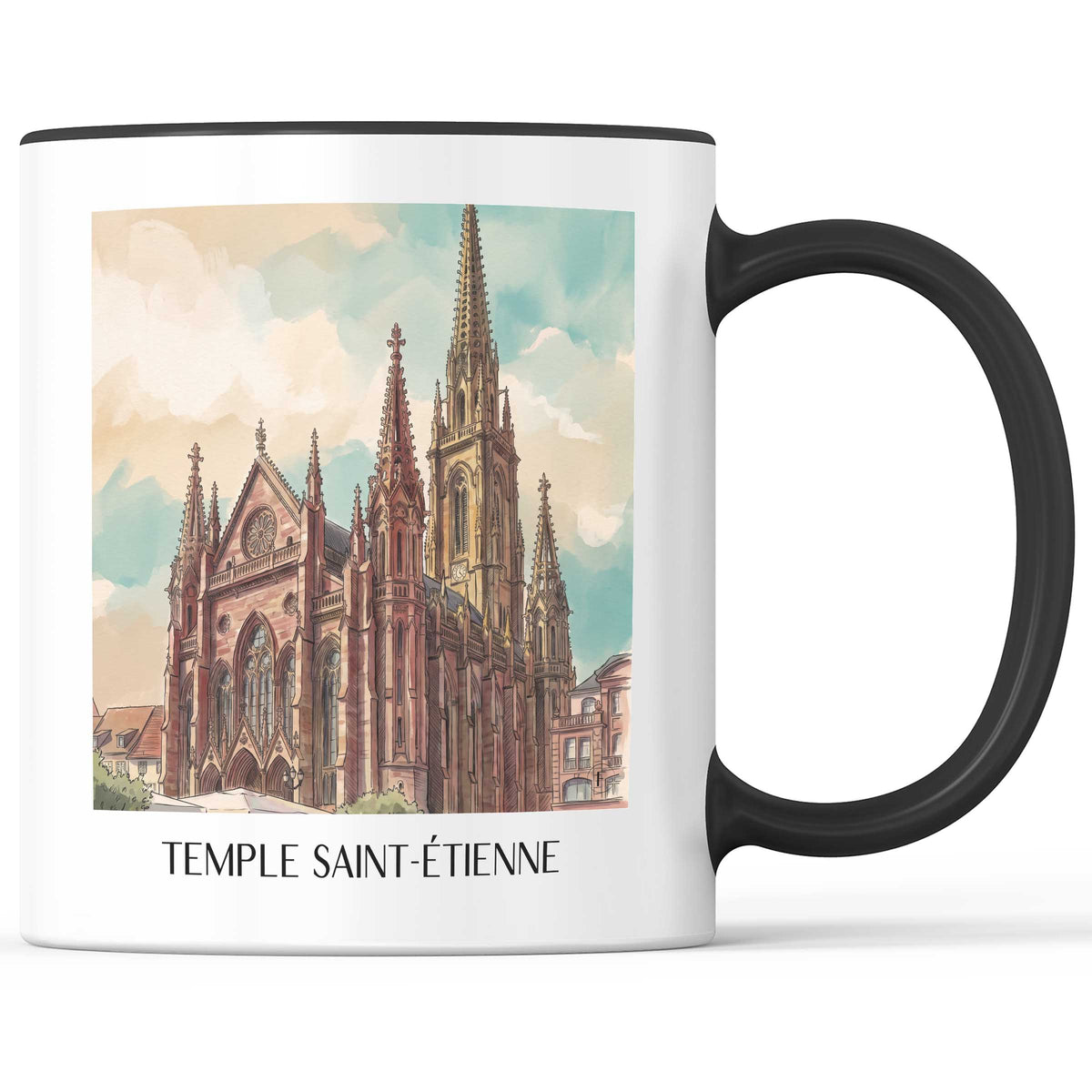 temple-saint-étienne-mulhouse-frankreich-kaffeebecher-aquarell
