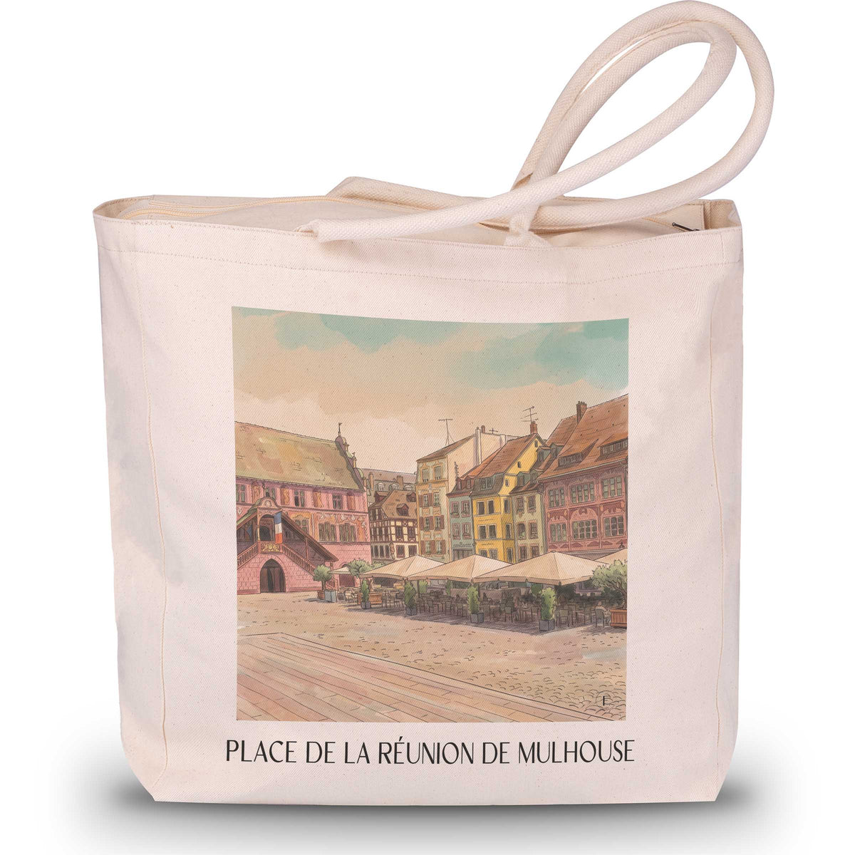 place-de-la-réunion-mulhouse-frankreich-einkaufstasche-aquarell
