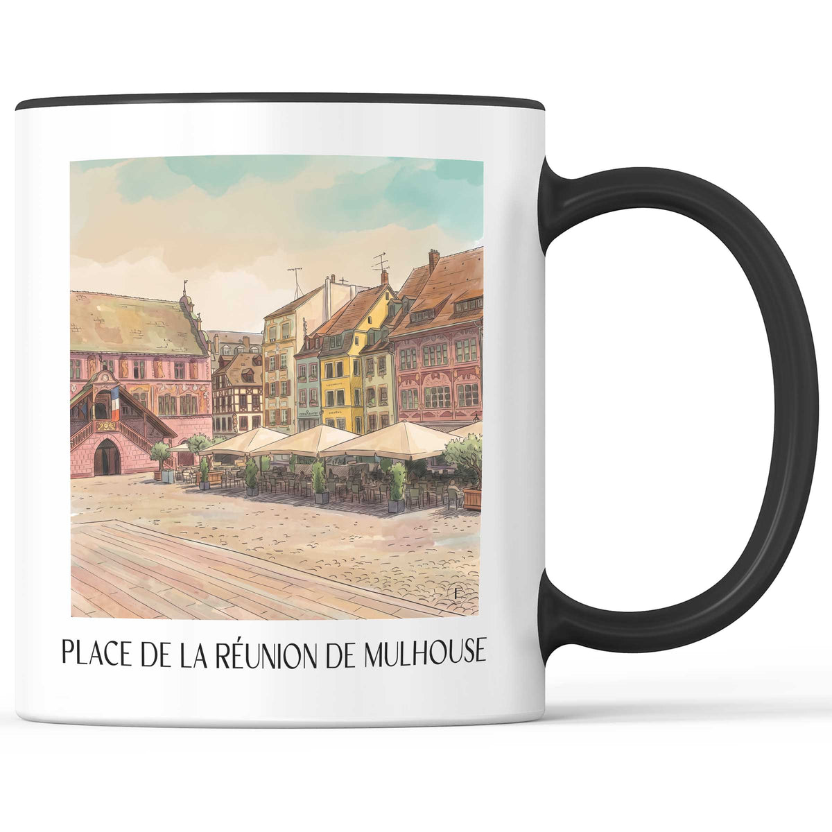 place-de-la-réunion-mulhouse-frankreich-kaffeebecher-aquarell