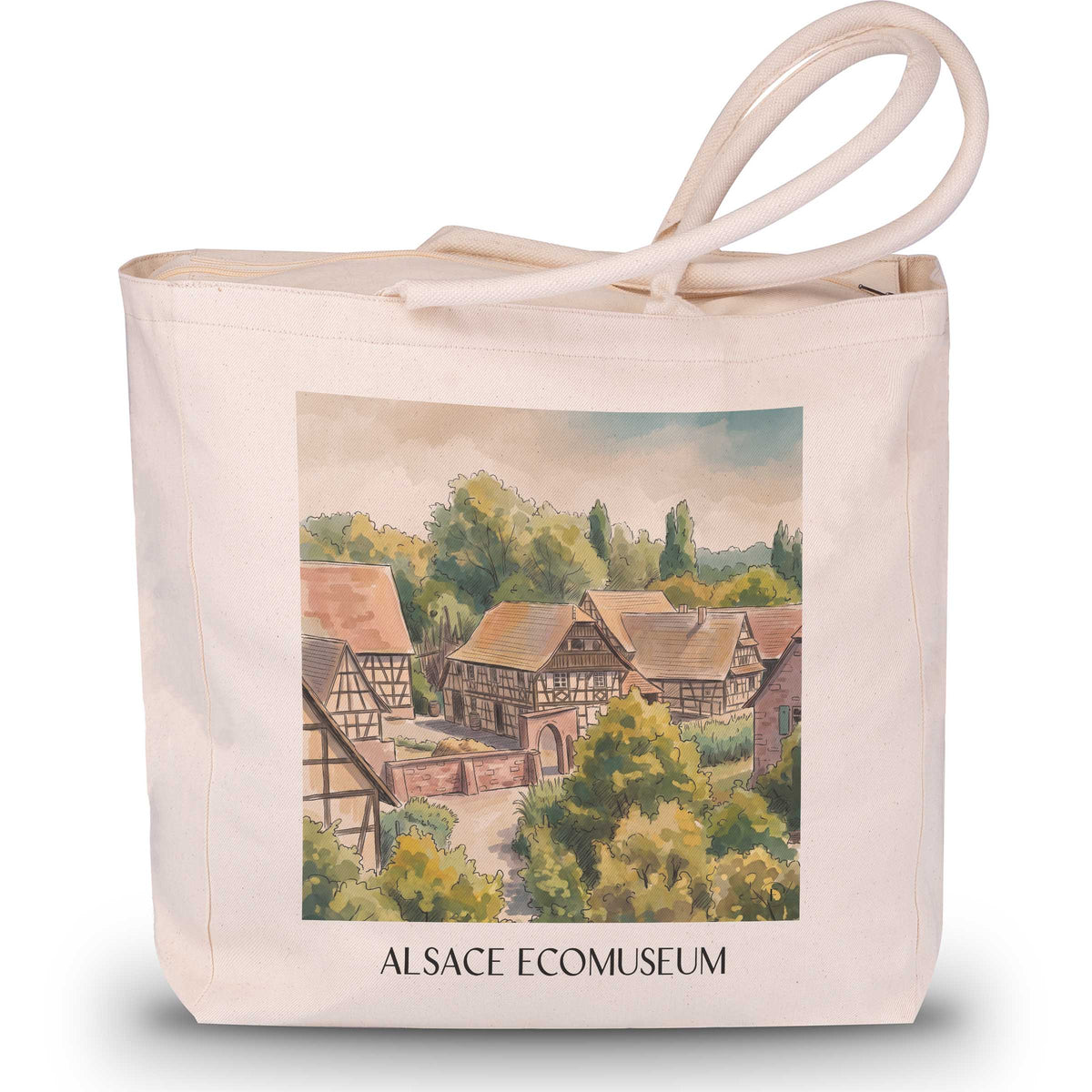 Écomusée d'Alsace Shopping Tasche - Elsass - Frankreich Tote Bag - Einkaufstasche im Aquarell Stil