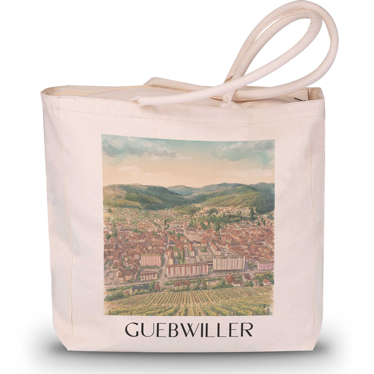 guebwiller-route-des-vins-d'alsace-frankreich-einkaufstasche-aquarell