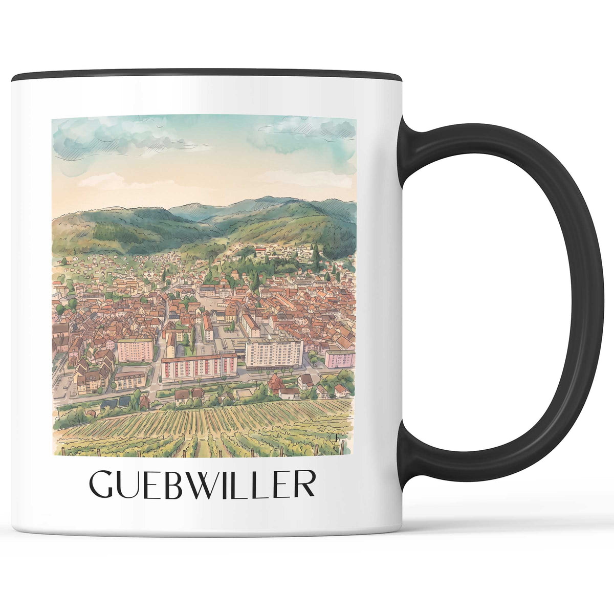 guebwiller-route-des-vins-d'alsace-frankreich-kaffeebecher-aquarell