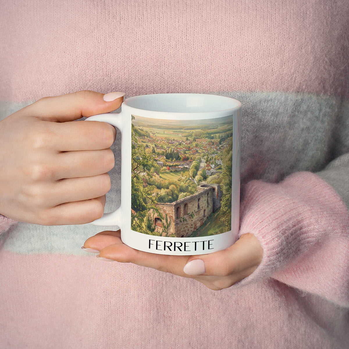 ferrette-sundgau-frankreich-kaffeebecher-aquarell