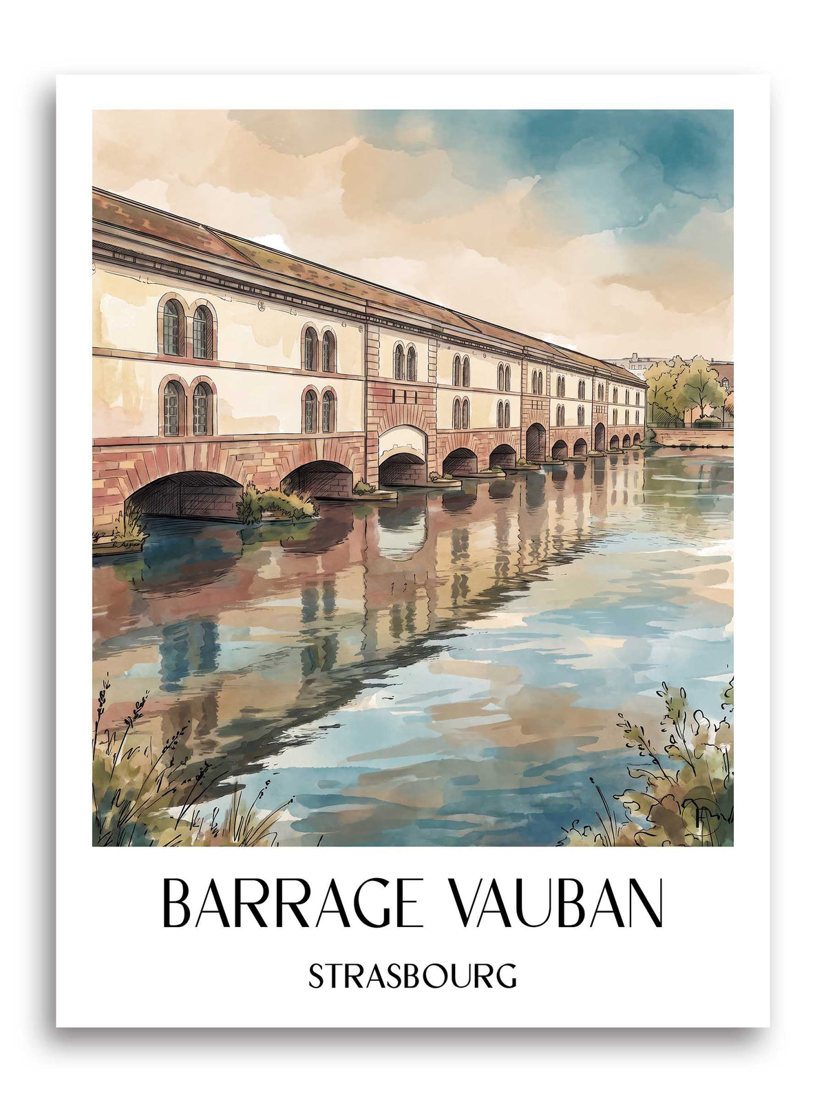 barrage-vauban-strasbourg-frankreich-poster-aquarell