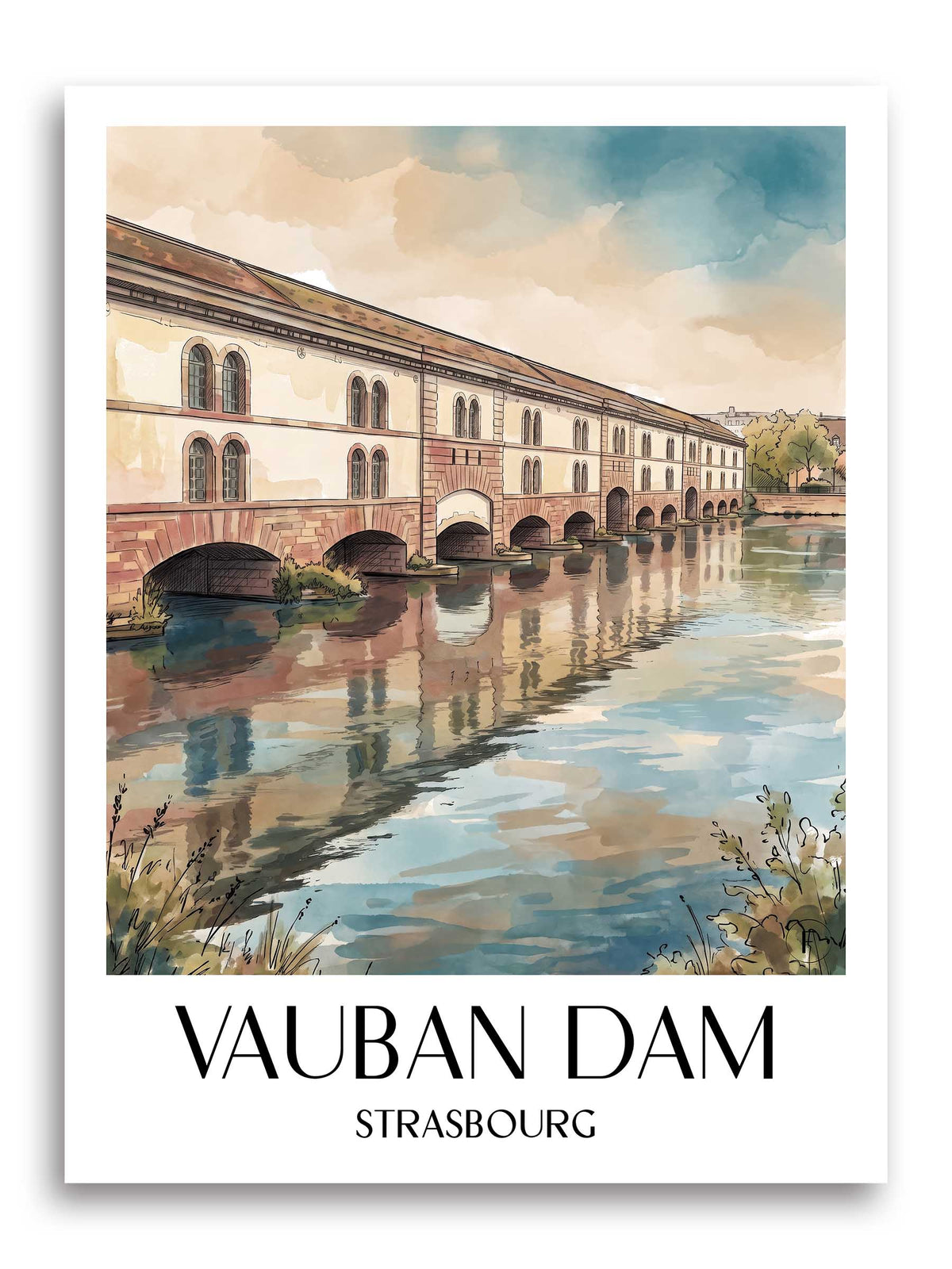 Barrage Vauban Poster - Strasbourg - Frankreich Kunstdruck - Aquarell von A4 bis A1