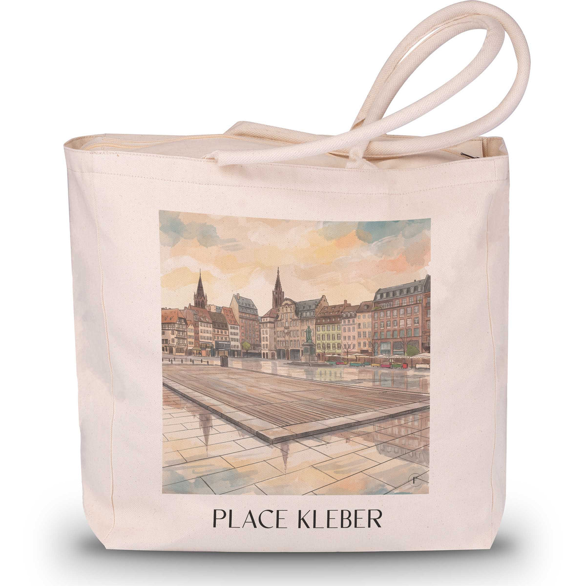 Place Kléber Shopping Tasche - Strasbourg - Frankreich Tote Bag - Einkaufstasche im Aquarell Stil
