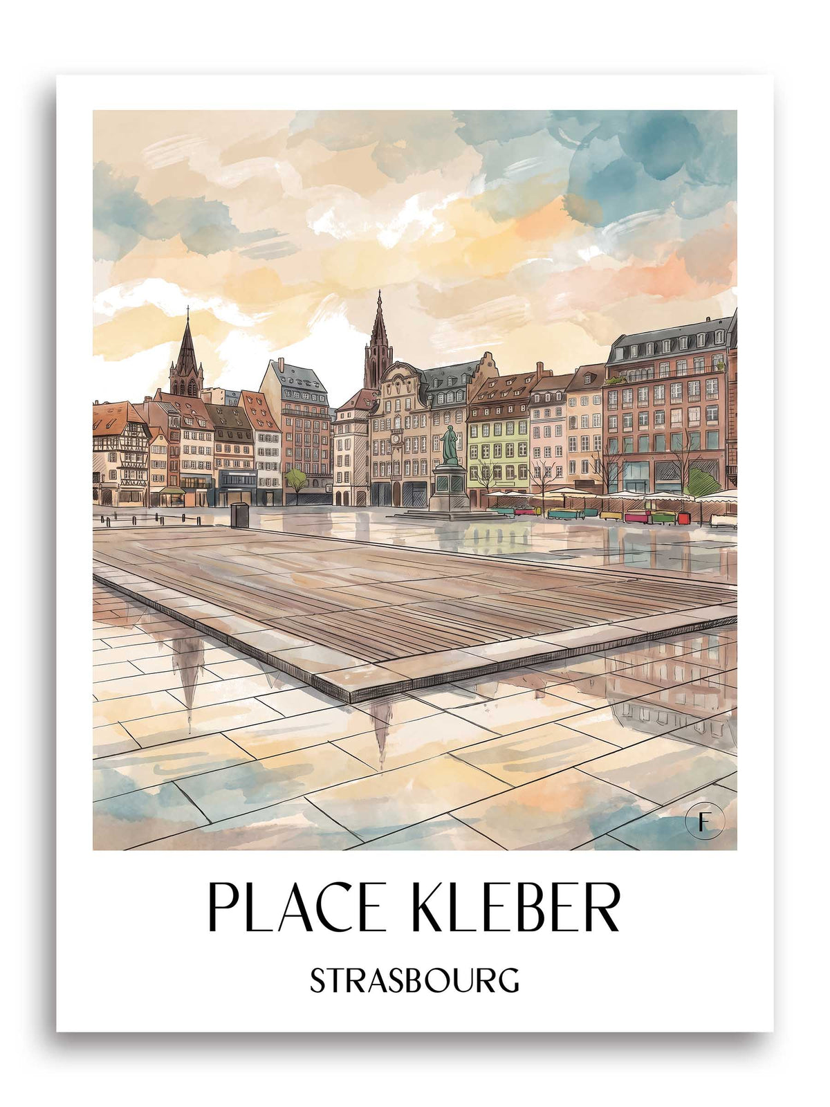 Place Kléber Poster - Strasbourg - Frankreich Kunstdruck - Aquarell von A4 bis A1