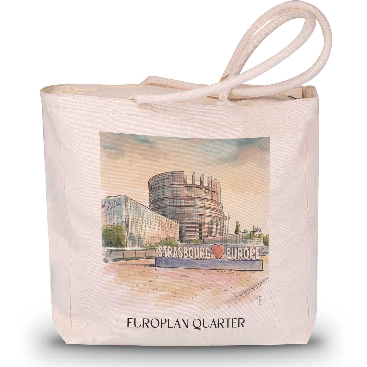 Quartier Européen Shopping Tasche - Strasbourg - Frankreich Tote Bag - Einkaufstasche im Aquarell Stil