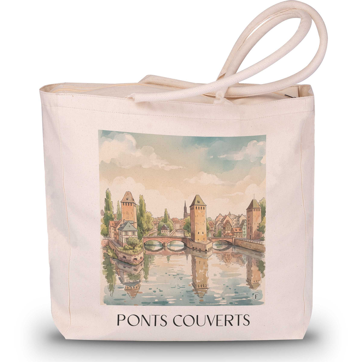 Ponts Couverts Shopping Tasche - Strasbourg - Frankreich Tote Bag - Einkaufstasche im Aquarell Stil