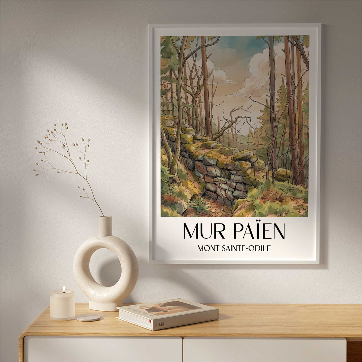 mur-païen-mont-sainte-odile-frankreich-poster-aquarell