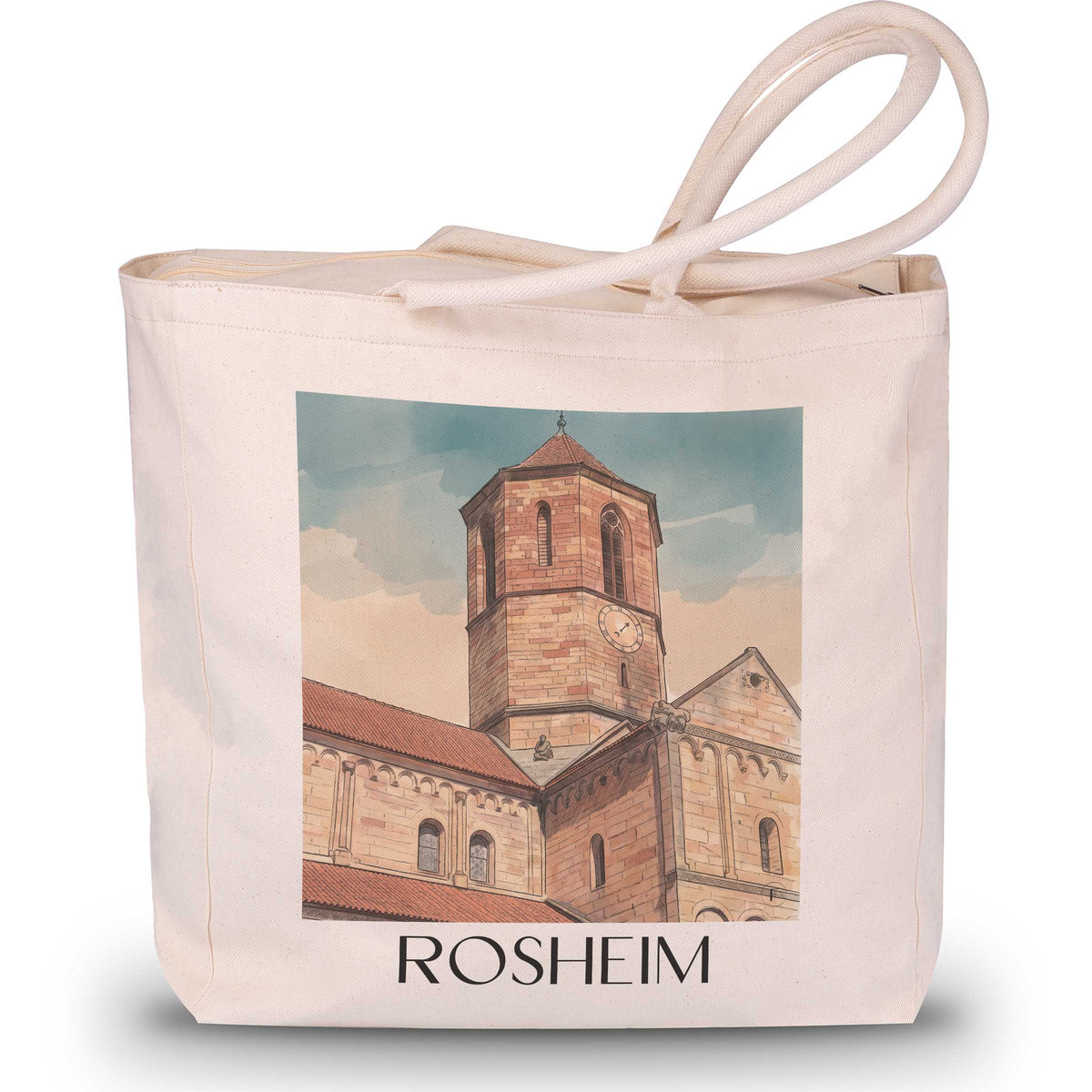 rosheim-route-des-vins-d'alsace-frankreich-einkaufstasche-aquarell