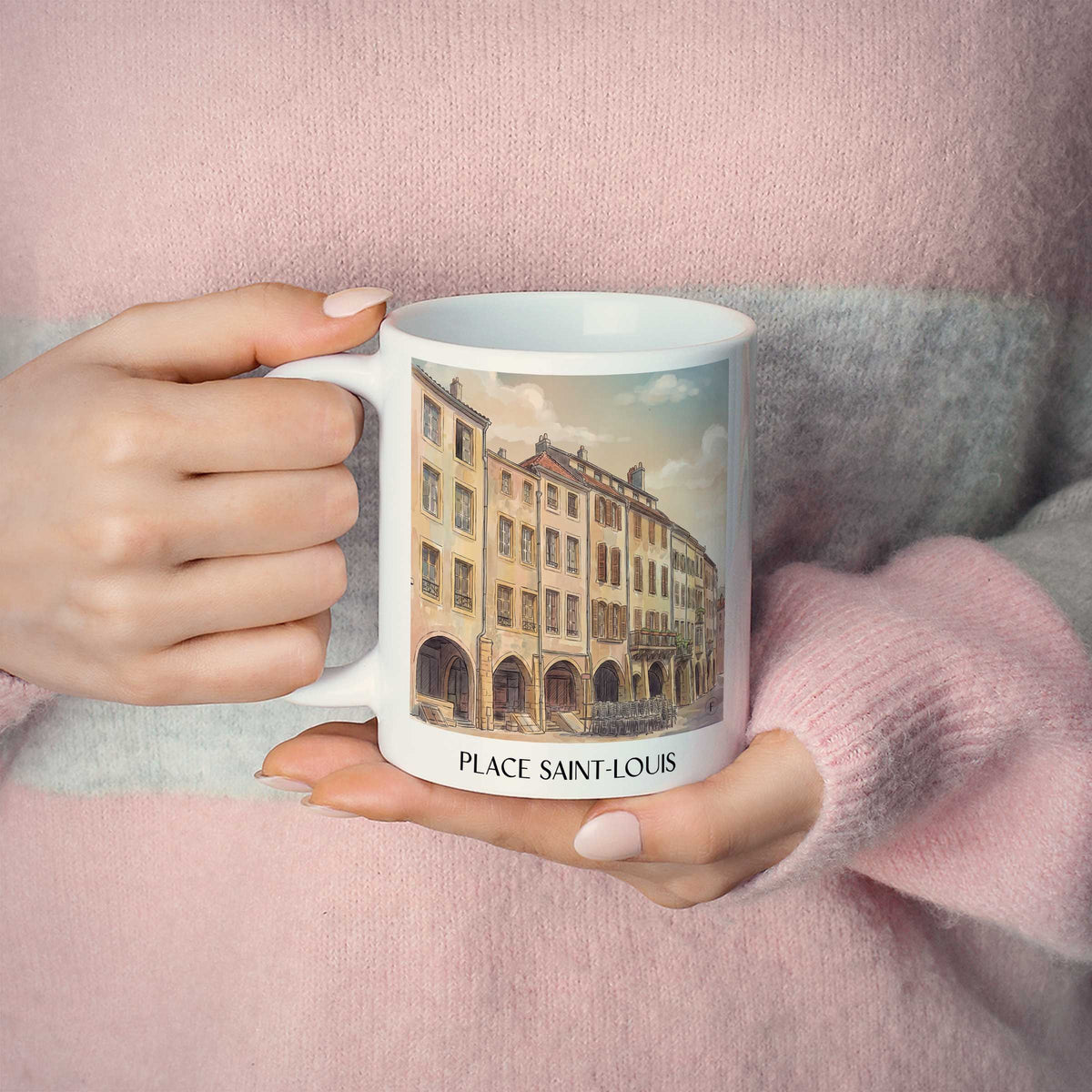 place-saint-louis-metz-frankreich-kaffeebecher-aquarell
