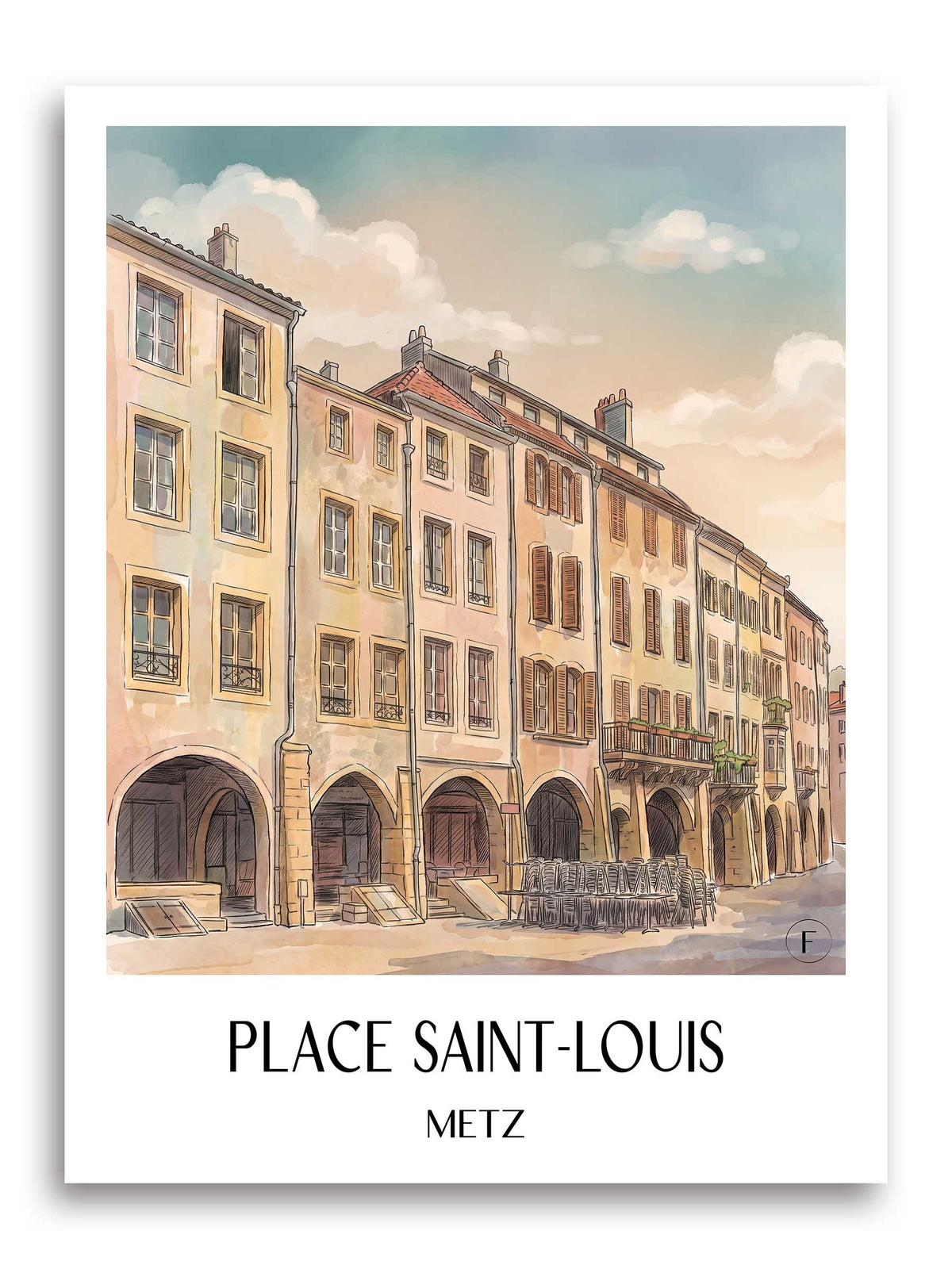 place-saint-louis-metz-frankreich-poster-aquarell