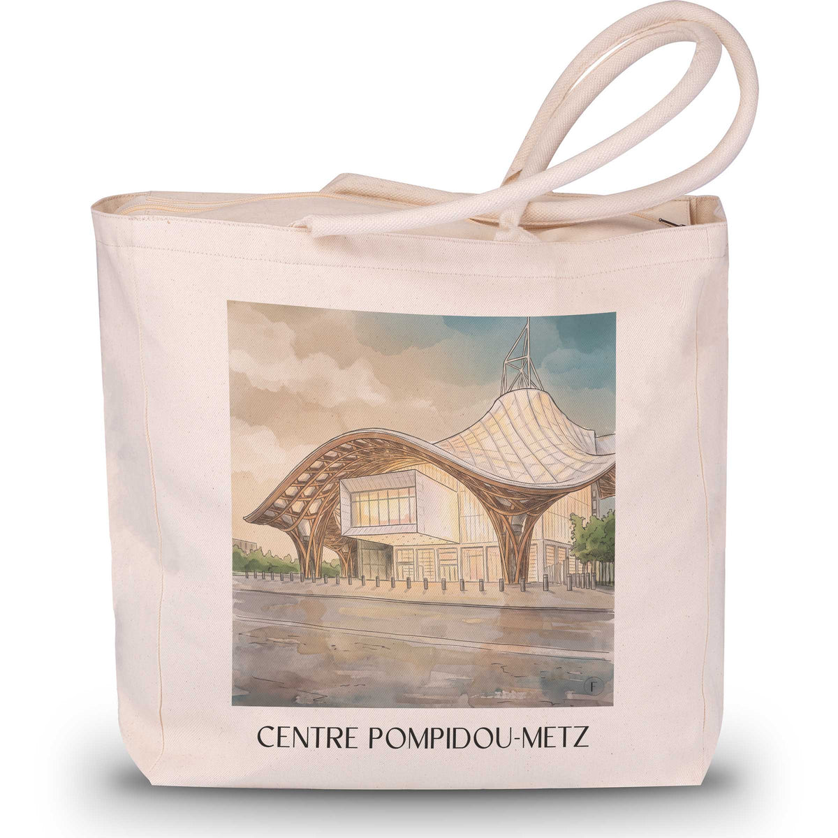 Centre Pompidou-Metz Shopping Tasche - Lothringen - Frankreich Tote Bag - Einkaufstasche im Aquarell Stil