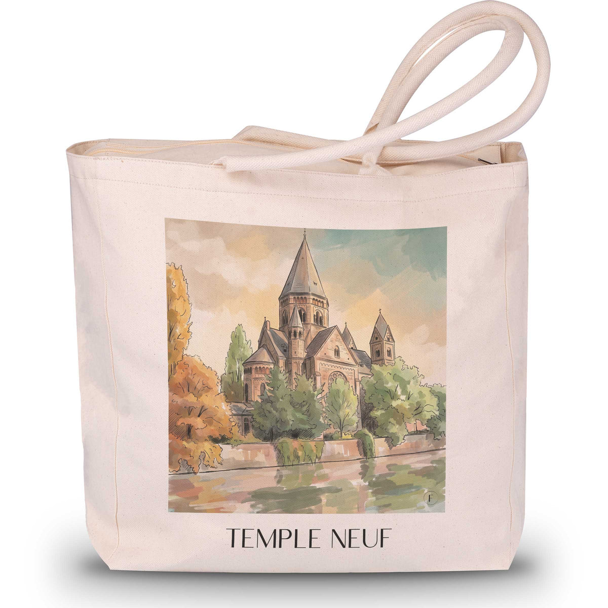 Temple Neuf Shopping Tasche - Metz - Frankreich Tote Bag - Einkaufstasche im Aquarell Stil