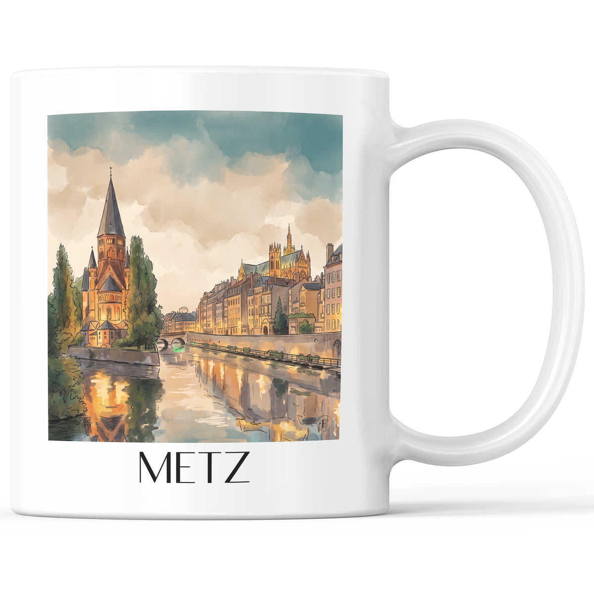 Metz Kaffeebecher - Lothringen - Frankreich Becher - Kaffeetasse im Aquarell Stil