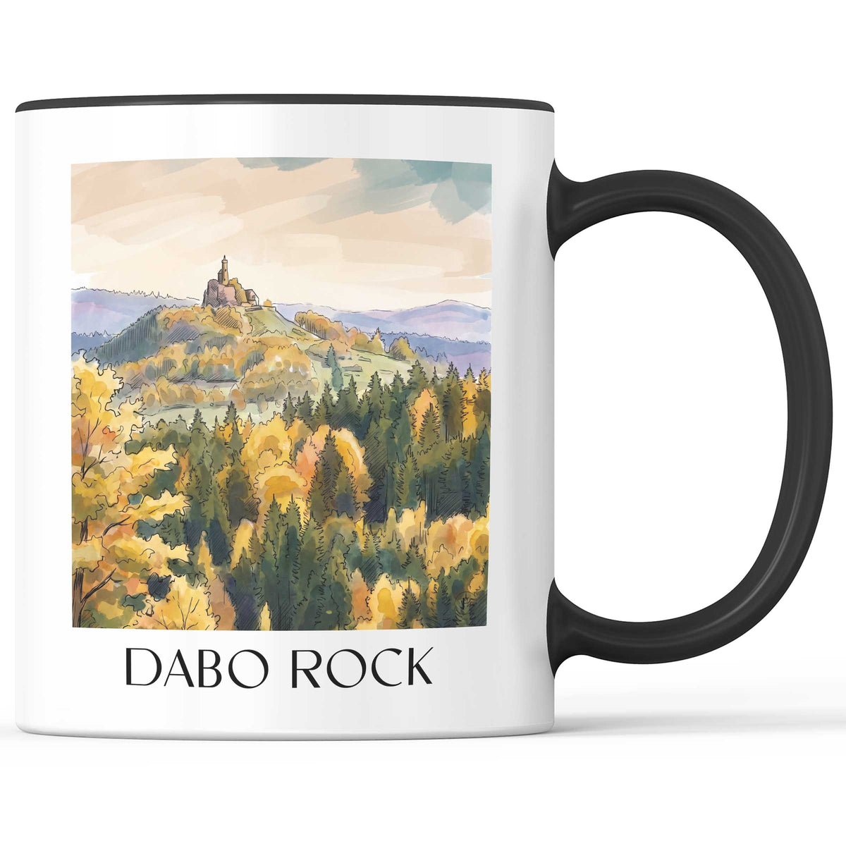 Rocher de Dabo Kaffeebecher - Moselle - Frankreich Becher - Kaffeetasse im Aquarell Stil