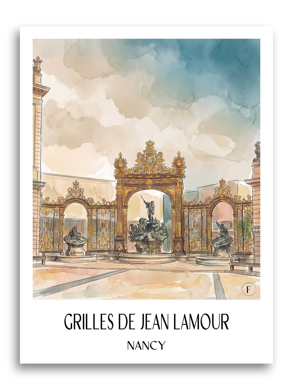 grilles-de-jean-lamour-nancy-frankreich-poster-aquarell
