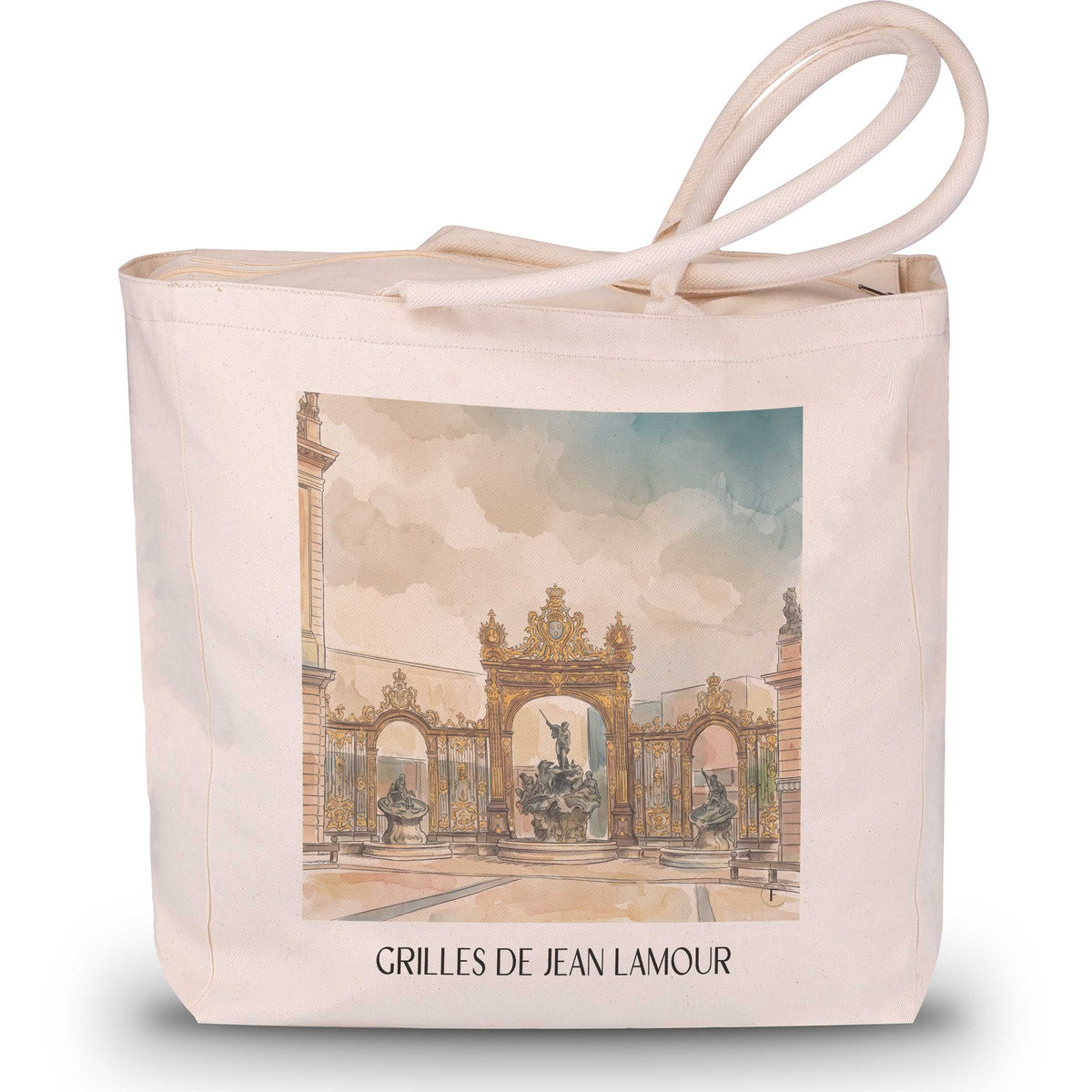 Grilles de Jean Lamour Shopping Tasche - Nancy - Frankreich Tote Bag - Einkaufstasche im Aquarell Stil