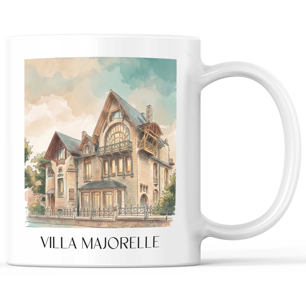 Villa Majorelle Kaffeebecher - Nancy - Frankreich Becher - Kaffeetasse im Aquarell Stil