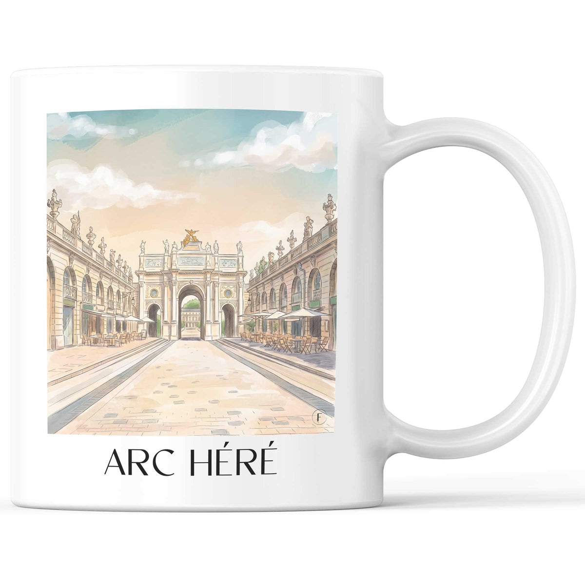 Arc Héré Kaffeebecher - Nancy - Frankreich Becher - Kaffeetasse im Aquarell Stil