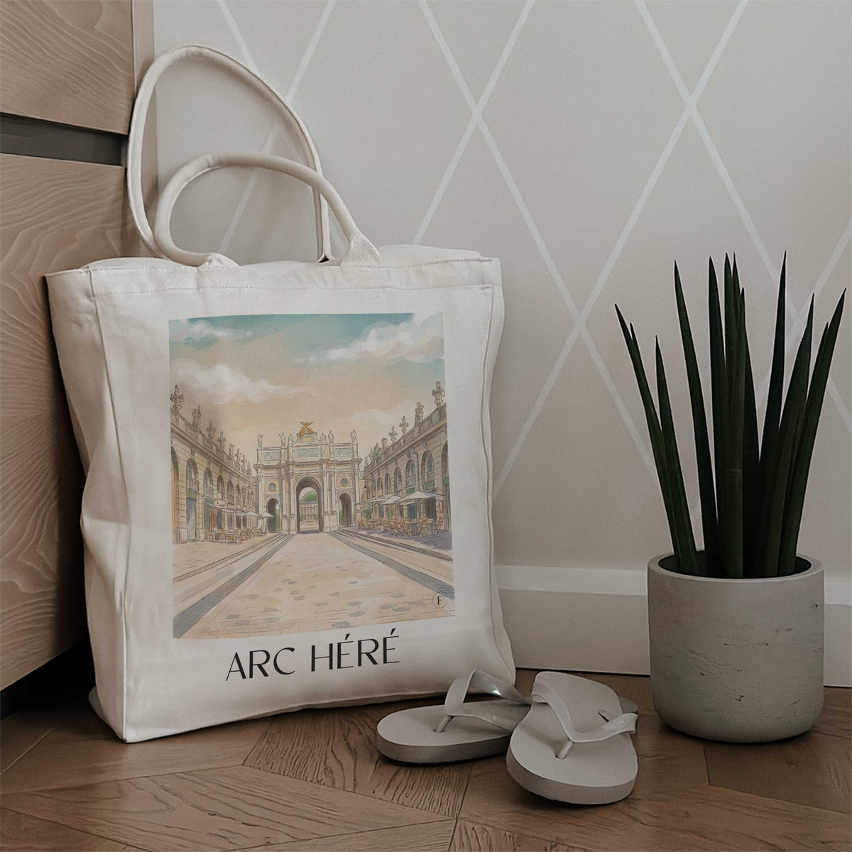 arc-héré-nancy-frankreich-einkaufstasche-aquarell