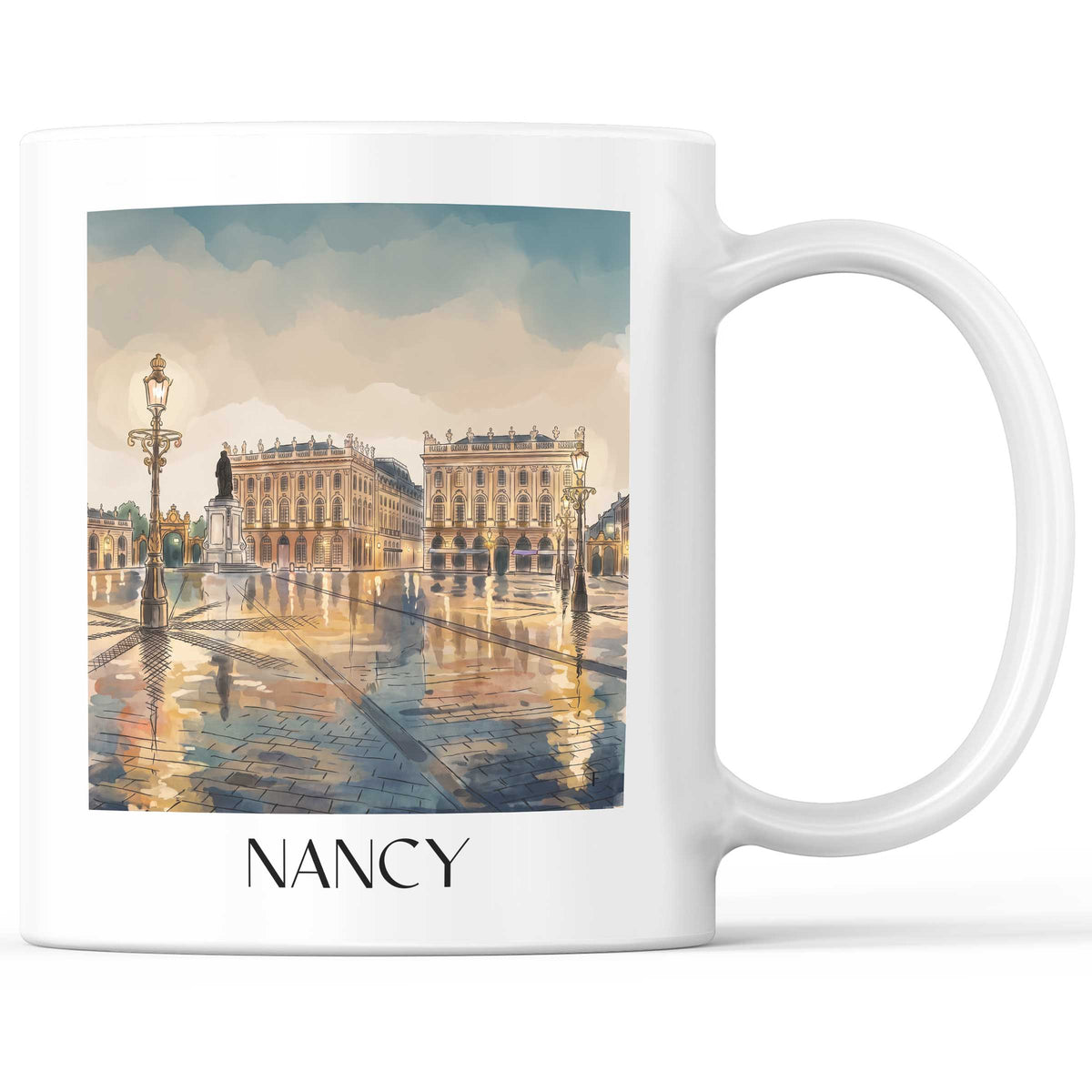 Nancy Kaffeebecher - Lothringen - Frankreich Becher - Kaffeetasse im Aquarell Stil