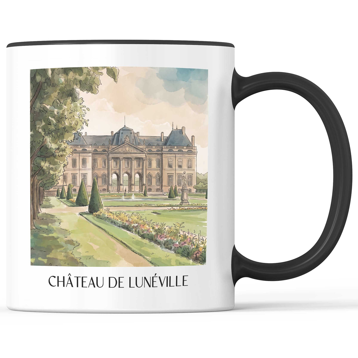 château-de-lunéville-lunéville-frankreich-kaffeebecher-aquarell