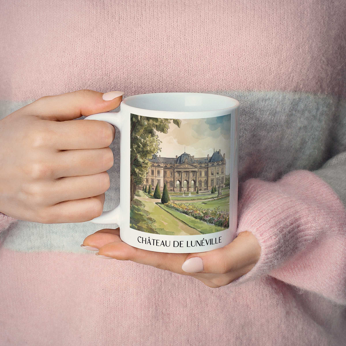 château-de-lunéville-lunéville-frankreich-kaffeebecher-aquarell