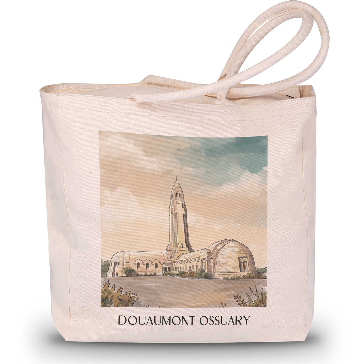 Ossuaire de Douaumont Shopping Tasche - Verdun - Frankreich Tote Bag - Einkaufstasche im Aquarell Stil