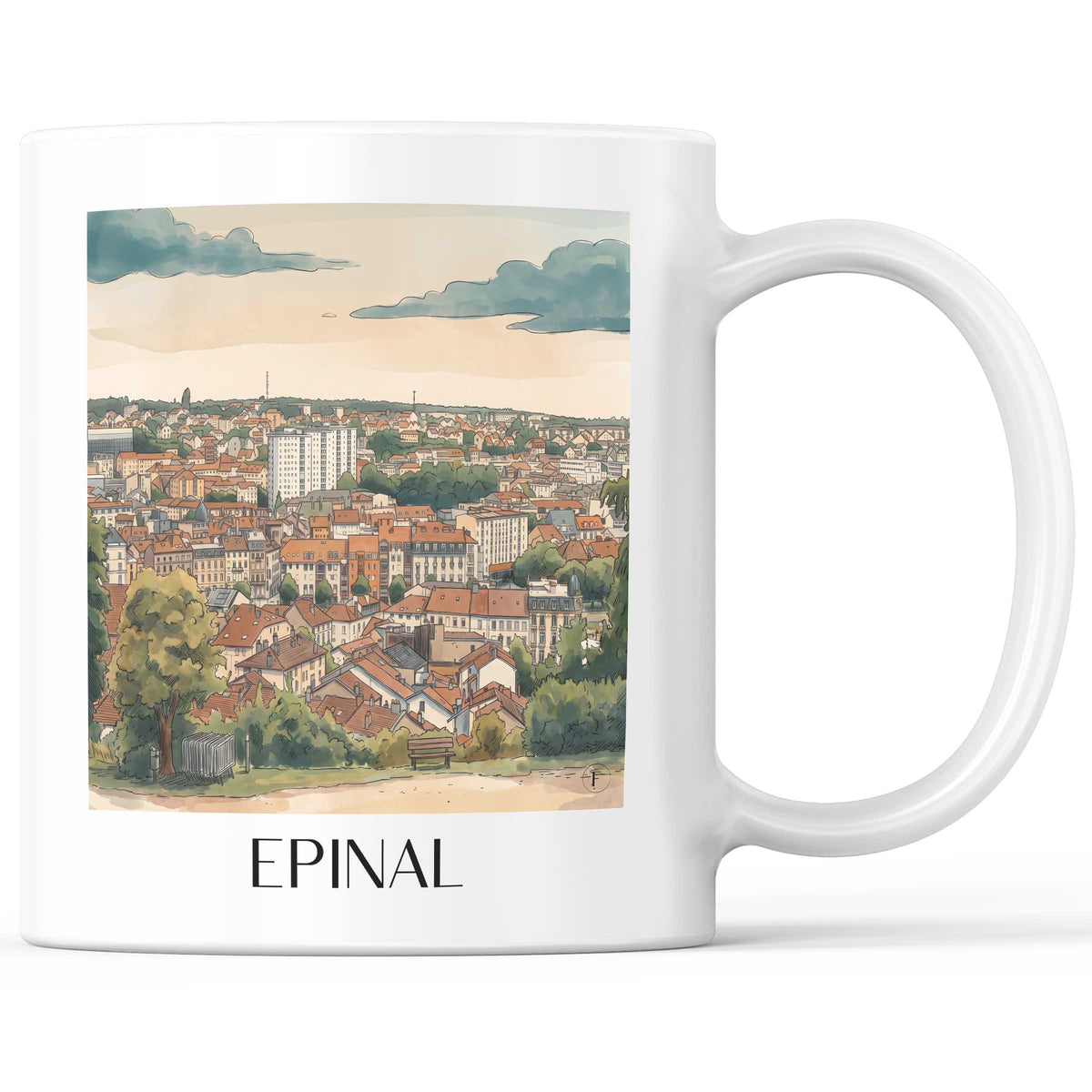Épinal Kaffeebecher - Vosges - Frankreich Becher - Kaffeetasse im Aquarell Stil