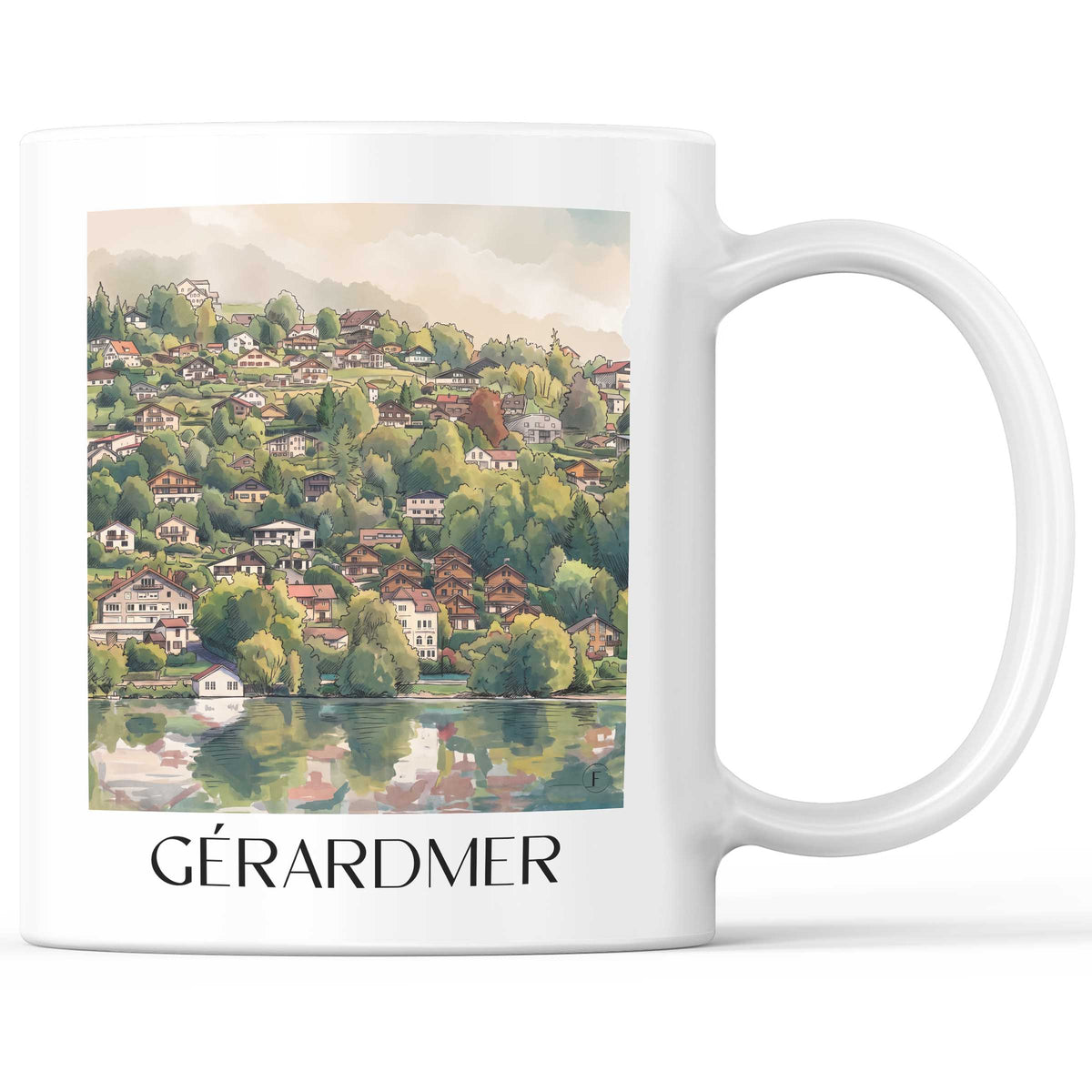 Gérardmer Kaffeebecher - Vosges - Frankreich Becher - Kaffeetasse im Aquarell Stil